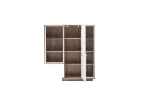 Santerno Highboard LED Weiss/Viking Oak 124x140 cm Prime Möbel