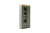 Moniz Vitrine mit LED  Salbei Grün&Eiche 88x197cm Prime Möbel
