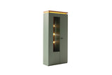 Moniz Vitrine mit LED  Salbei Grün&Eiche 88x197cm Prime Möbel