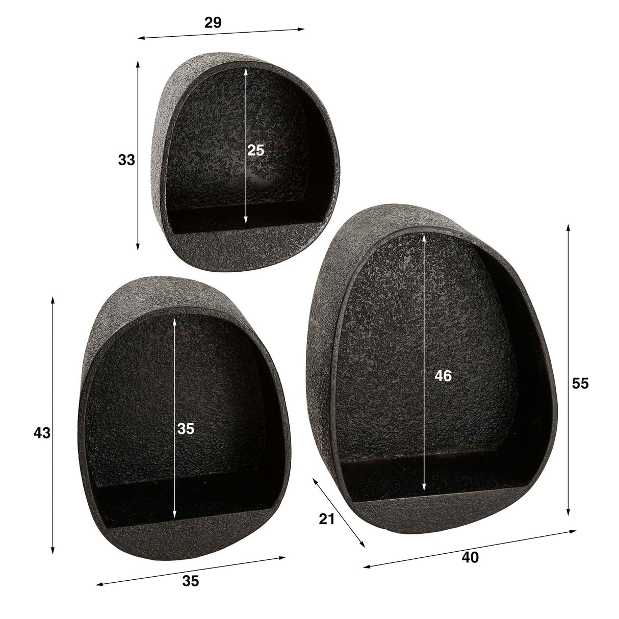 Wandregal 3er-Set Tropfenform - Prime Möbel