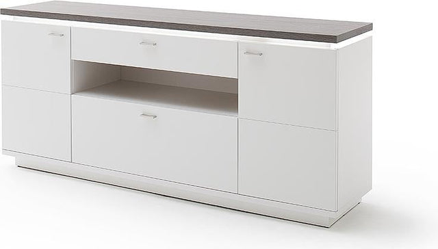 Sideboard Merbena Amberg Eiche/weiss matt 180x81 x44cm Prime Möbel