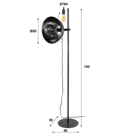 Stehleuchte Adjust mit schwarzem Nickel-Finish - Prime Möbel