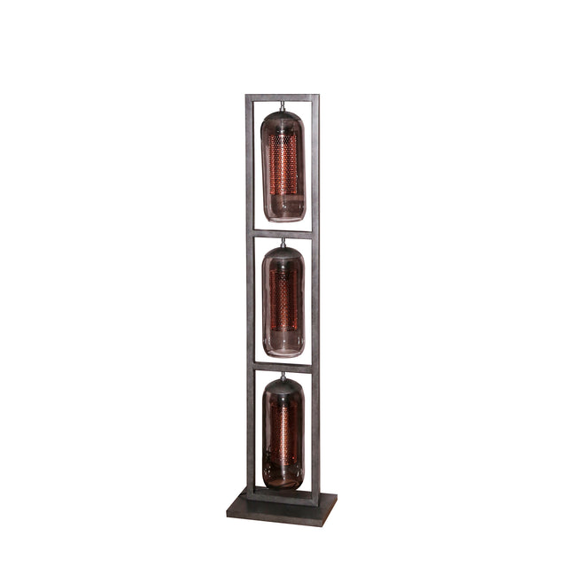 Stehleuchte „Rauchglas & Kupfergitter“ mit 3 Schirmen - Prime Möbel