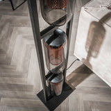 Stehleuchte „Rauchglas & Kupfergitter“ mit 3 Schirmen - Prime Möbel