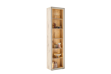 Santerno Vitrine LED Weiss/Viking Oak 50 cm x 197 cm Prime Möbel