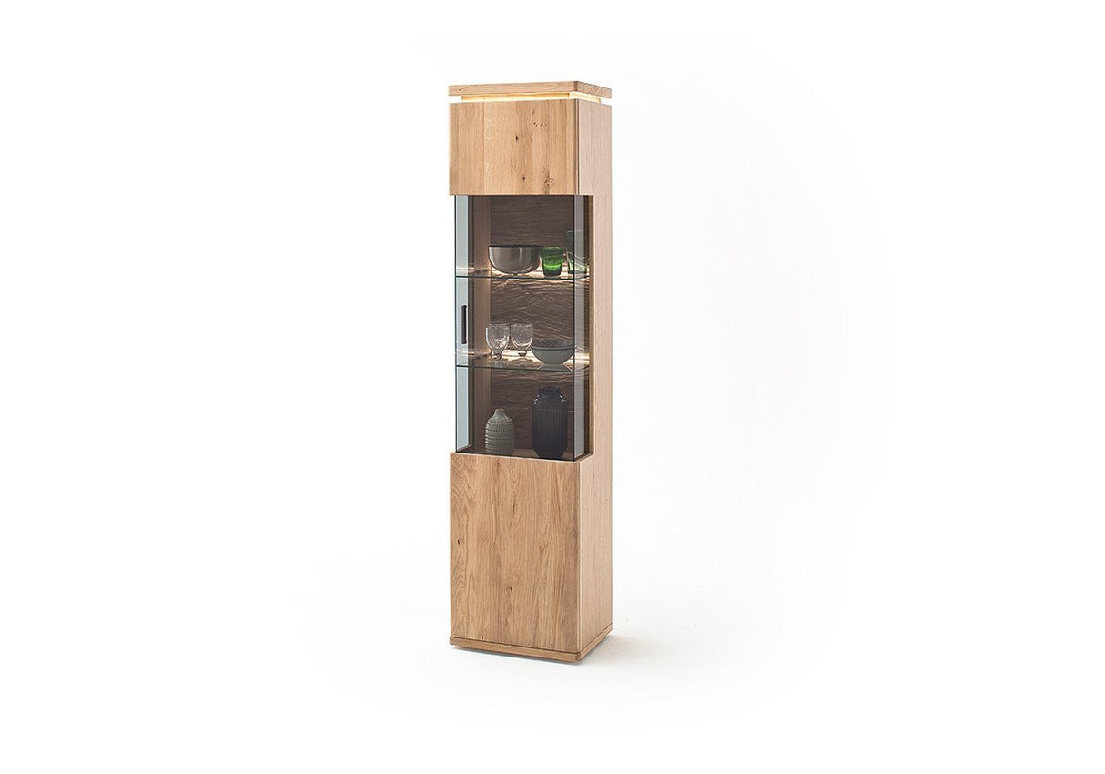 BARCELONA Vitrine R Eiche Massiv 50 x 204 x 37 cm Prime Möbel