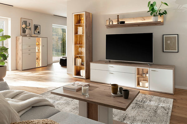 Santerno Wohnkombi. 1 Weiss/ Viking Oak Prime Möbel