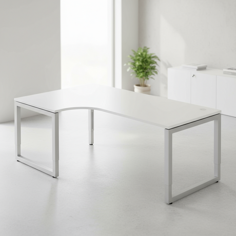 Eckschreibtisch Rechteckig Weiß Wange 2.000 (B) x 1.200 (T) x 850 (H) mm Spanplatte, Stahl - Prime Möbel