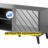 TV Möbel MONTARO 200×52×42 cm – Grau Hochglanz/ Abstrakt