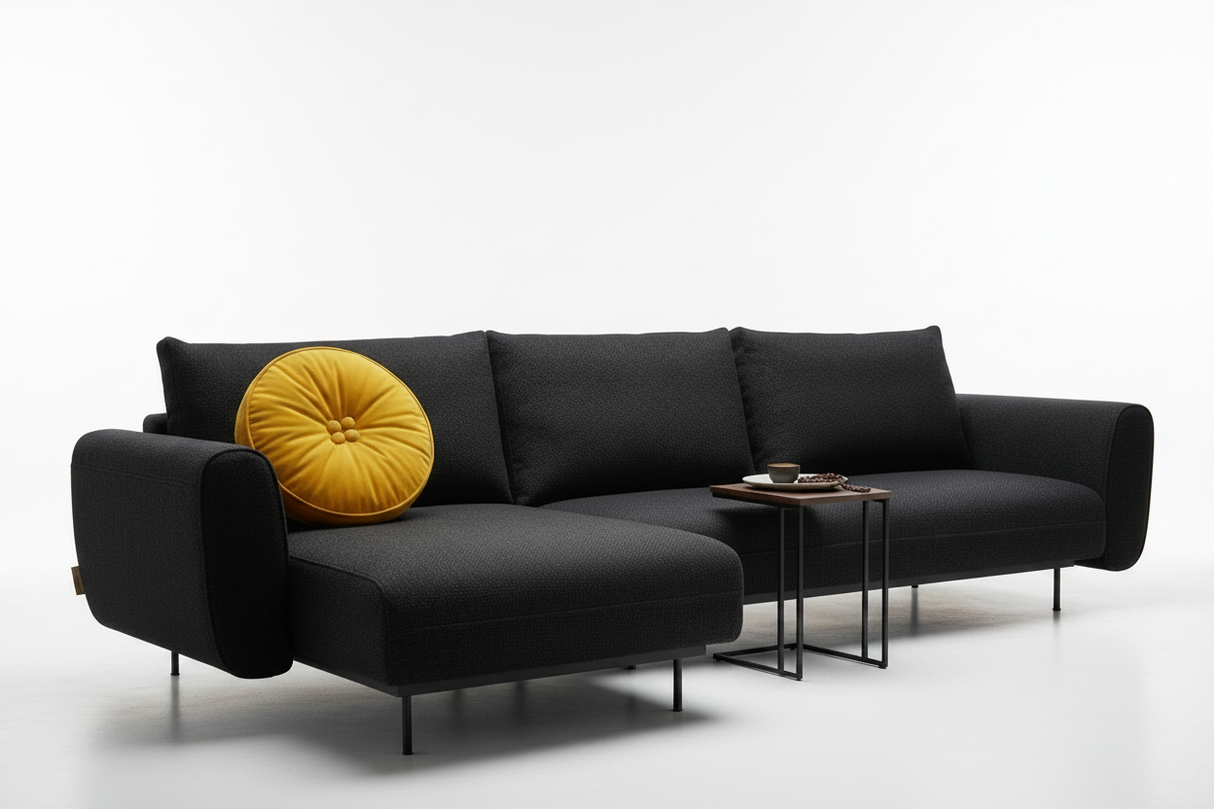 Loris Ecksofa R 290x165cm schwarz