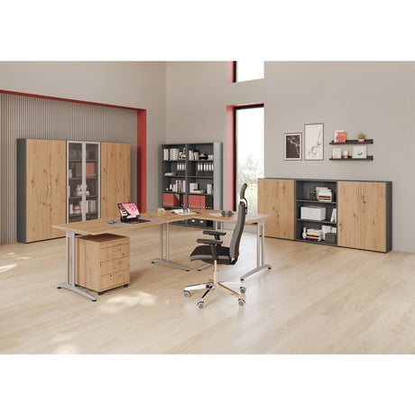 Büro-Schreibtisch Akzent, C-Fuss Gestell,Hx BxT 740 x 1.600 x 600 mm, ahorn - Prime Möbel