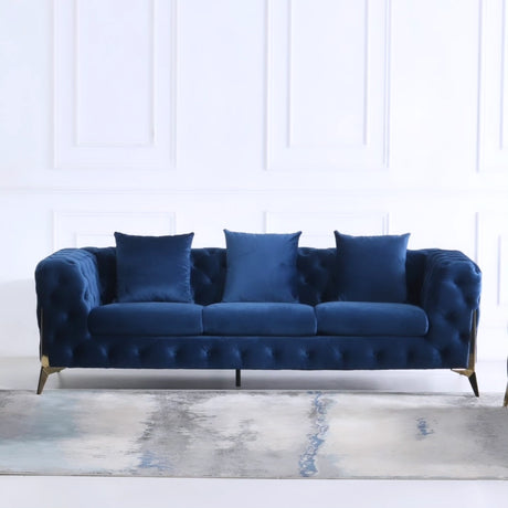 Bellagio 3-Sitzer Sofa  – Premium Chesterfield blau Italy Desgin