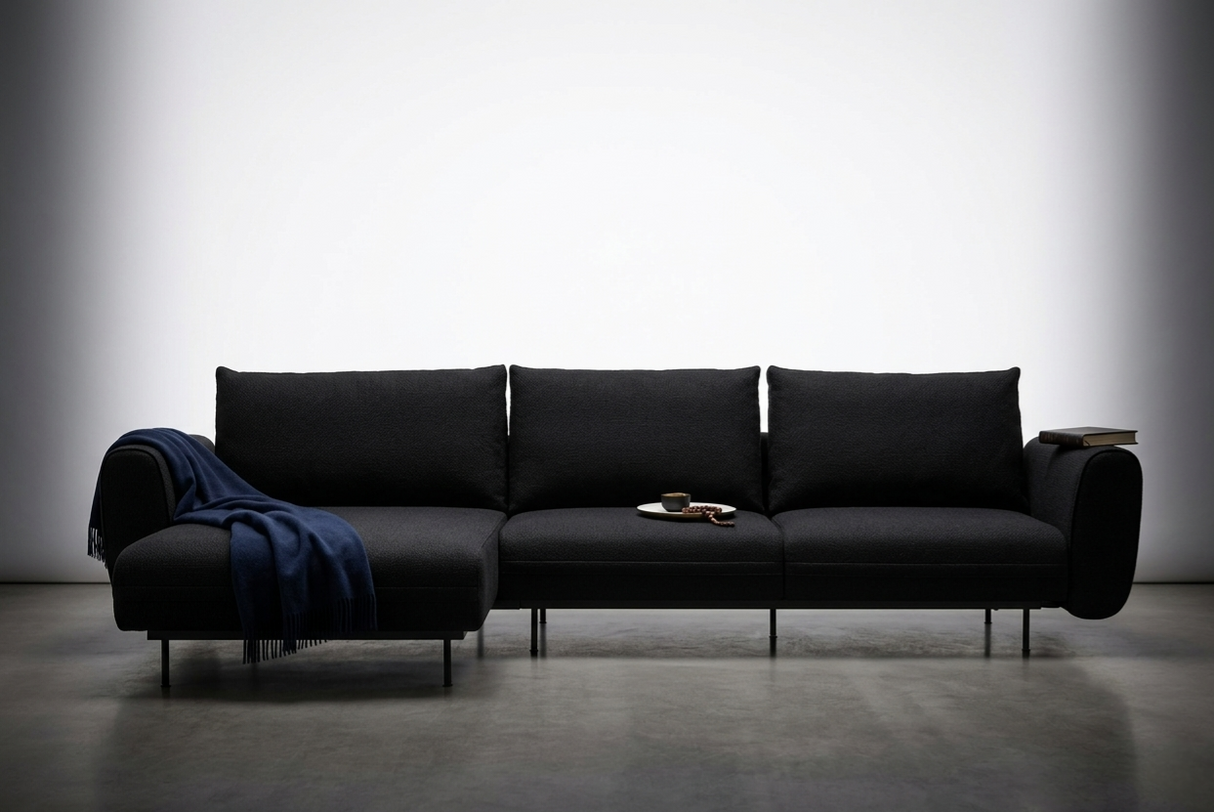 Loris Ecksofa R 290x165cm schwarz