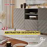 TV Möbel MONTARO 200×52×42 cm – Grau Hochglanz/ Abstrakt