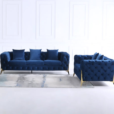Bellagio 3-Sitzer Sofa  – Premium Chesterfield blau Italy Desgin