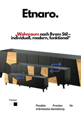 Kommode, ETNARO DESIGN 200x80x45cm, Eiche /Schwarz matt