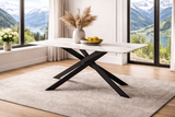 RICO Tisch aus Sinterstein, weißer HG-Marmor + Gold 180 × 90 cm