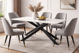 RICO Tisch aus Sinterstein, weißer HG-Marmor + Gold 180 × 90 cm