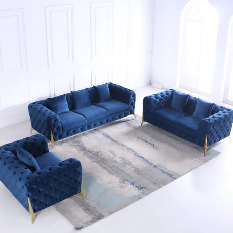 Bellagio 3-Sitzer Sofa  – Premium Chesterfield blau Italy Desgin