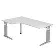 Höhenverstellbar Eckschreibtisch Freiform Weiß C-Fuß 2.000 (B) x 1.200 (T) x 860 (H) mm Spanplatte, Stahl Red Line