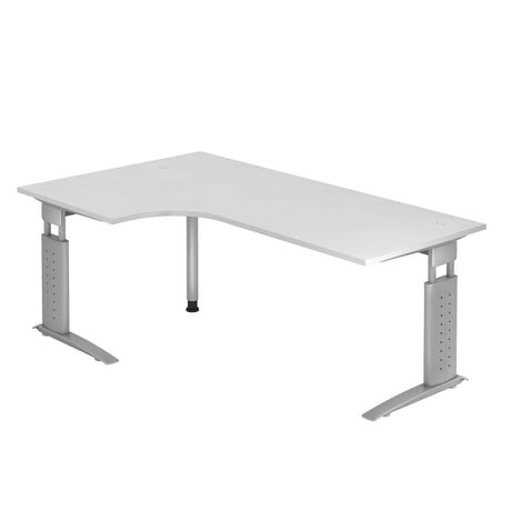 Höhenverstellbar Eckschreibtisch Freiform Weiß C-Fuß 2.000 (B) x 1.200 (T) x 860 (H) mm Spanplatte, Stahl Red Line